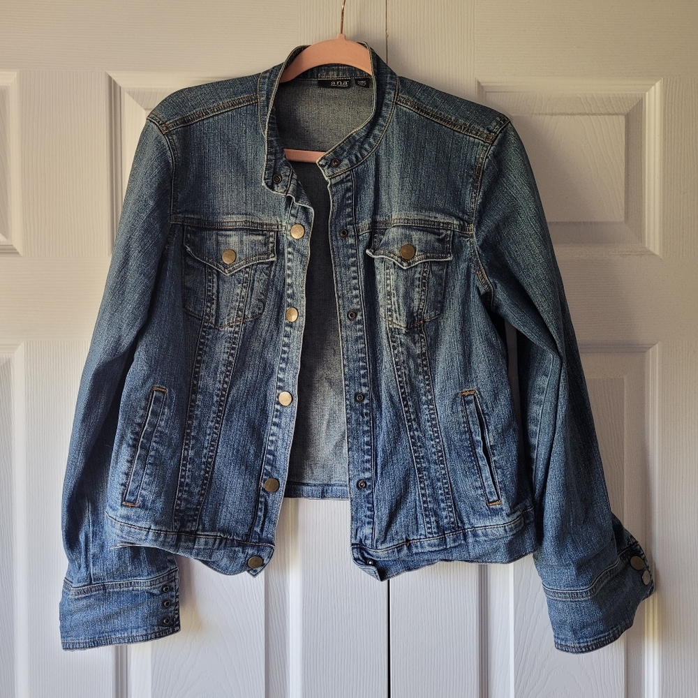 Ana Collarless Jean Jacket L